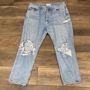 Agolde Light Blue Distressed Boyfriend Jeans